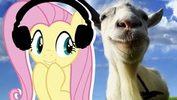 Size: 1280x720 | Tagged: safe, artist:vannamelon, fluttershy, pegasus, pony, g4, goat simulator, headphones, thumbnail, vannamelon