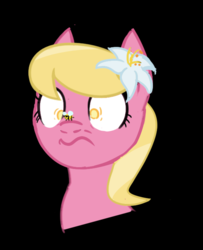 Size: 551x679 | Tagged: safe, artist:thehuskylord, lily, lily valley, bee, earth pony, insect, pony, g4, black background, colored, female, flower, flower in hair, insect on nose, mare, no pupils, scared, simple background, sketch, solo, surprised, the horror, wide eyes