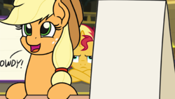 Size: 1920x1080 | Tagged: safe, edit, edited screencap, screencap, applejack, sunset shimmer, earth pony, pony, unicorn, equestria girls, equestria girls specials, g4, my little pony equestria girls: better together, my little pony equestria girls: forgotten friendship, angry, applejack's sign, caption, image macro, text
