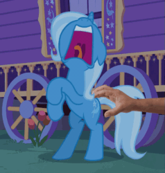 Size: 513x539 | Tagged: safe, edit, edited screencap, editor:hotkinkajou, screencap, trixie, pony, unicorn, g4, to where and back again, adorable distress, animated, cropped, cute, disembodied hand, ears back, female, freakout, frightened, frown, gif, hand, hoofy-kicks, horses doing horse things, loop, majestic as fuck, mare, mawshot, nose in the air, open mouth, panic, perfect loop, raised leg, rearing, scared, screaming, solo, tickling, tongue out, trixie's wagon, uvula, volumetric mouth, wide eyes
