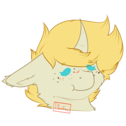 Size: 894x894 | Tagged: safe, artist:diantrex, oc, oc only, oc:dianthus, pony, unicorn, curved horn, female, freckles, horn, solo