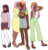 Size: 1340x1408 | Tagged: safe, artist:unicorngutz, fluttershy, tree hugger, oc, oc:shy meadows, oc:summer song (ice1517), butterfly, human, icey-verse, g4, anklet, bandana, clothes, commission, dark skin, denim shorts, dress, family, feet, female, flats, high heels, hijab, hug, humanized, humanized oc, islam, islamashy, lesbian, magical lesbian spawn, mary janes, miniskirt, mother and daughter, offspring, pants, parent:fluttershy, parent:tree hugger, parents:flutterhugger, religion, ring, sandals, ship:flutterhugger, shipping, shirt, shoes, shorts, siblings, simple background, sisters, skirt, socks, stockings, sweater, t-shirt, tank top, thigh highs, transparent background, wedding ring