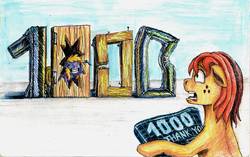 Size: 1129x708 | Tagged: safe, artist:sa1ntmax, oc, oc only, oc:airily gale, oc:wit ray, earth pony, pegasus, pony, 1000, broken door, female, male, smiling, traditional art
