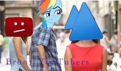 Size: 680x397 | Tagged: safe, edit, rainbow dash, pony, g4, coppa, distracted boyfriend meme, end of youtube, harsher in hindsight, meme, vector, vlare, youtube, youtube kids shit