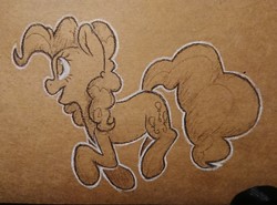 Size: 4194x3096 | Tagged: safe, artist:fluffyxai, pinkie pie, earth pony, pony, g4, female, happy, mare, smiling, solo, toned paper, traditional art, trotting