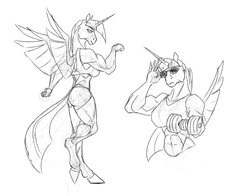 Size: 1000x783 | Tagged: safe, artist:akweer, twilight sparkle, alicorn, anthro, unguligrade anthro, g4, abs, back muscles, biceps, breasts, busty twilight sparkle, clothes, deltoids, dumbbell (object), female, flexing, looking at you, looking sideways, mare, midriff, muscles, shorts, simple background, sketch, solo, sports bra, sunglasses, thighs, thunder thighs, twilight muscle, twilight sparkle (alicorn), weights, white background