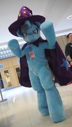 Size: 2248x4000 | Tagged: safe, artist:mystia, trixie, human, g4, cape, clothes, cosplay, costume, fursuit, hat, irl, irl human, photo, trixie's cape, trixie's hat