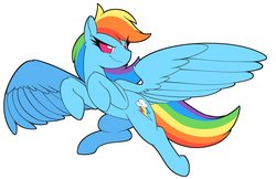 Size: 1500x970 | Tagged: safe, artist:whygena, rainbow dash, pegasus, pony, g4, cute, dashabetes, ear fluff, female, leg fluff, mare, no pupils, simple background, solo, spread wings, white background, wings