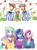 Size: 959x1293 | Tagged: safe, artist:keep, applejack, dean cadance, flam, flim, princess cadance, princess celestia, princess luna, principal celestia, vice principal luna, equestria girls, g4, applejack is not amused, bits, bracelet, bust, crossed arms, female, flim flam brothers, jewelry, male, missing accessory, money, necklace, open mouth, pixiv, unamused