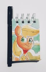 Size: 1302x2048 | Tagged: safe, artist:raph13th, applejack, pony, g4, solo, traditional art, watercolor painting