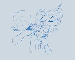 Size: 750x600 | Tagged: safe, artist:lollipony, princess luna, alicorn, pony, g4, clothes, eyes closed, female, floppy ears, hoodie, mare, monochrome, sketch, smiling, solo