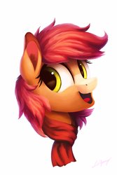 Size: 1364x2048 | Tagged: safe, artist:lollipony, oc, oc only, oc:bead trail, earth pony, pony, bust, clothes, scarf, solo
