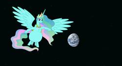 Size: 1214x658 | Tagged: artist needed, source needed, useless source url, safe, princess celestia, whoa nelly, alicorn, centaur, pony, taur, g4, chubbylestia, conjoined, earth, end of the world, fat, fusion, multiple heads, not salmon, spread wings, two heads, two heads are better than one, wat, wings