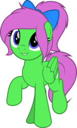 Size: 5571x9172 | Tagged: safe, artist:jhayarr23, oc, oc only, oc:zippy sparkz, pegasus, pony, 2020 community collab, derpibooru community collaboration, blue eyes, bow, female, green coat, hair bow, pegasus oc, ponytail, show accurate, simple background, smiling, solo, transparent background