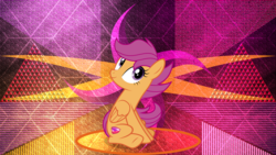 Size: 3840x2160 | Tagged: safe, artist:laszlvfx, artist:xebck, edit, scootaloo, pegasus, pony, g4, abstract background, female, high res, mare, older, older scootaloo, solo, wallpaper, wallpaper edit