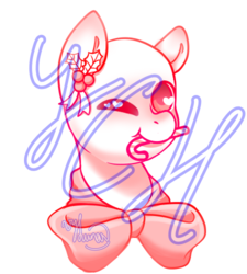 Size: 450x500 | Tagged: safe, artist:helithusvy, oc, oc only, pony, auction, bow, candy, candy cane, commission, community related, cute, food, heart eyes, holly, one eye closed, solo, wingding eyes, wink, ych sketch, your character here