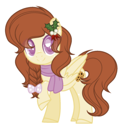 Size: 1104x1120 | Tagged: safe, artist:browniepawyt, artist:nocturnal-moonlight, oc, oc only, oc:brownie paw, pegasus, pony, base used, bow, braid, clothes, female, hair bow, looking at you, mare, scarf, simple background, solo, transparent background