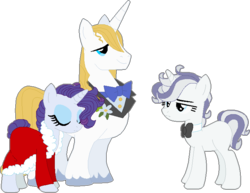 Size: 748x578 | Tagged: safe, artist:klawiee, prince blueblood, rarity, oc, oc:silk touch, pony, unicorn, g4, alternate hairstyle, base used, blank flank, bowtie, family, female, male, mare, offspring, parent:prince blueblood, parent:rarity, parents:rariblood, ship:rariblood, shipping, simple background, straight, transparent background
