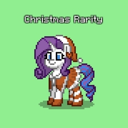 Size: 805x805 | Tagged: safe, rarity, pony, unicorn, pony town, g4, christmas, clothes, costume, female, holiday, santa costume, solo