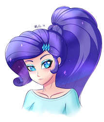 Size: 3000x3500 | Tagged: safe, artist:melliedraws, rarity, human, g4, alternate hairstyle, bust, colored pupils, female, high res, humanized, ponytail, portrait, solo