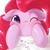 Size: 1536x1536 | Tagged: safe, artist:kurogewapony, pinkie pie, earth pony, pony, g4, bust, cheek squish, cute, diapinkes, female, floppy ears, hoof on cheek, japanese, mare, one eye closed, portrait, smiling, solo, squishy cheeks, wink