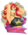 Size: 1350x1650 | Tagged: safe, artist:ukyodragoon, sunset shimmer, equestria girls, g4, my little pony equestria girls: better together, abstract background, arm behind head, armpits, bedroom eyes, big breasts, bikini, bikini top, breasts, bust, busty sunset shimmer, clothes, female, looking at you, solo, summer sunset, swimsuit