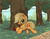 Size: 3300x2550 | Tagged: safe, artist:midwestbrony, applejack, earth pony, pony, g4, alternate hairstyle, apple, braid, cute, female, food, forest, hatless, high res, jackabetes, mare, missing accessory, prone, solo, tree