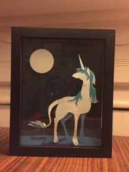 Size: 2448x3264 | Tagged: safe, artist:samoht-lion, pony, unicorn, craft, full moon, high res, irl, leonine tail, looking up, moon, night, papercraft, photo, stars