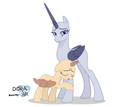 Size: 2525x2175 | Tagged: safe, artist:doraair, oc, alicorn, pony, g4, alicorn oc, base, duo, eyes closed, female, high res, horn, hug, looking down, mare, raised hoof, simple background, tall alicorn, transparent background