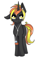 Size: 2100x3000 | Tagged: safe, artist:melody joy, oc, oc only, oc:java, pony, unicorn, 2020 community collab, derpibooru community collaboration, female, high res, music player, simple background, solo, transparent background