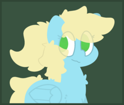 Size: 1400x1190 | Tagged: safe, artist:moonydusk, oc, oc only, pony, commission, eye clipping through hair, female, green background, no pupils, simple background, solo