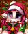 Size: 1446x1764 | Tagged: safe, artist:pridark, oc, oc only, oc:cotton, pegasus, pony, bell, blushing, candy, candy cane, christmas, commission, cute, food, hat, heterochromia, holiday, mouth hold, ocbetes, pridark's christmas ponies, santa hat, solo, wreath, ych result