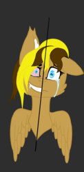 Size: 1080x2220 | Tagged: safe, artist:kinkycocnuts, oc, oc only, oc:ellie ravonholm, pegasus, pony, crying, evil smile, female, grin, mare, sad, smiling, solo, tears of pain