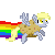 Size: 50x50 | Tagged: safe, artist:djak-47, derpy hooves, pegasus, pony, g4, animated, background pony, female, flying, food, gif, muffin, pixel art, rainbow