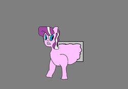Size: 1392x972 | Tagged: safe, artist:coltfan97, diamond tiara, pony, g4, 1000 hours in ms paint, chubby, chubby diamond, colored, female, flat colors, low quality, solo, stuck, window
