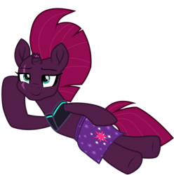 Size: 4463x4493 | Tagged: safe, artist:ejlightning007arts, fizzlepop berrytwist, tempest shadow, pony, unicorn, g4, bikini, broken horn, clothes, cute, eye scar, horn, implied lesbian, implied tempestlight, lying down, scar, simple background, stupid sexy tempest shadow, swimsuit, tempestbetes, transparent background, vector