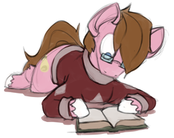 Size: 1054x840 | Tagged: safe, artist:marsminer, oc, oc only, oc:dusty tomes, earth pony, pony, book, clothes, glasses, male, reading, solo, stallion
