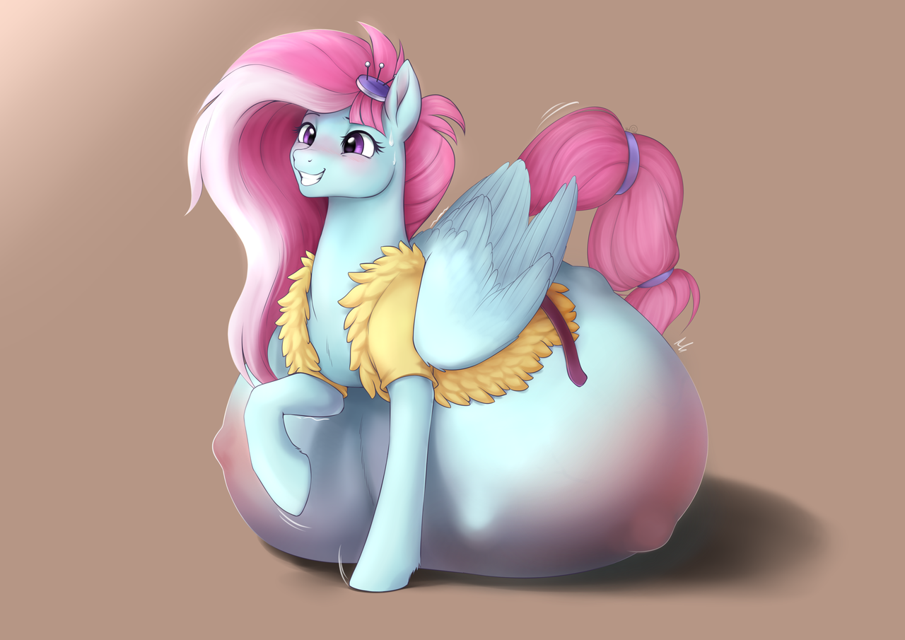 2217631 - suggestive, artist:nsfwbonbon, kerfuffle, pegasus, pony, g4,  belly button, female, hyper, hyper pregnancy, mare, pregnant, solo, solo  female - Derpibooru