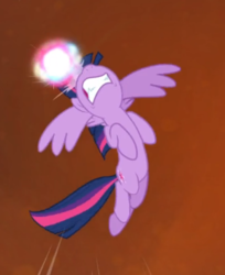 Size: 514x630 | Tagged: safe, screencap, twilight sparkle, alicorn, pony, g4, twilight's kingdom, angry, cropped, female, fight, flapping, flying, furious, glowing horn, gritted teeth, horn, magic, mare, nose in the air, powerful, solo, spread wings, twilight sparkle (alicorn), twilight sparkle is not amused, twilight vs tirek, unamused