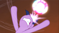 Size: 1668x939 | Tagged: safe, screencap, twilight sparkle, alicorn, pony, g4, twilight's kingdom, angry, cropped, female, fight, flying, furious, glowing horn, gritted teeth, hooves in air, horn, magic, magic orb, mare, nose in the air, powerful, powering up, solo, twilight sparkle (alicorn), twilight sparkle is not amused, twilight vs tirek, unamused, windswept mane