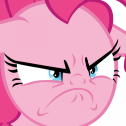 Size: 1024x1024 | Tagged: safe, artist:ace play, pinkie pie, earth pony, pony, g4, rock solid friendship, :c, >:c, angry, animated, female, frown, gif, meme, simple background, solo, transparent background, triggered, vibrating, x intensifies