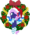 Size: 831x962 | Tagged: safe, artist:jhayarr23, oc, oc only, oc:spiral galaxies, bat pony, pony, bat pony oc, blue eyes, blushing, christmas, christmas wreath, clothes, hat, hearth's warming, hearth's warming eve, holiday, jhayarr23's holiday ych, movie accurate, one eye closed, purple coat, purple hair, santa hat, scarf, simple background, socks, solo, striped socks, transparent background, wink, winking at you, wreath, ych result