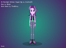 Size: 1526x1111 | Tagged: dead source, safe, artist:creativeli3, starlight glimmer, equestria girls, equestria girls specials, g4, adobe animate, animated, arms, beanie, boots, breasts, bust, clothes, female, fingers, gif, hand, happy, hat, jeans, legs, long hair, pants, puppet rig, ripped jeans, ripped pants, rotating, shirt, shoes, short sleeves, smiling, solo, spinning, standing, teenager, torn clothes, turnaround, vest, watch, wristwatch, you spin me right round