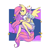 Size: 3240x3240 | Tagged: safe, artist:evevolkhnovskaya, angel bunny, fluttershy, pegasus, anthro, unguligrade anthro, g4, abstract background, clothes, colored hooves, cute, female, high res, midriff, schrödinger's pantsu, short shirt, shorts, shyabetes, solo, stars, ych result