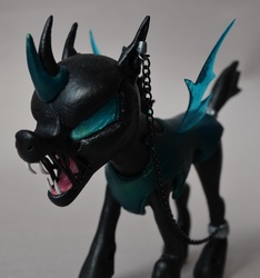 Size: 934x1000 | Tagged: artist needed, safe, changeling, chains, craft, fangs, figurine, sculpture
