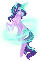 Size: 1280x1836 | Tagged: safe, artist:firospone, starlight glimmer, pony, unicorn, g4, female, glowing horn, hair over one eye, horn, magic, simple background, solo, transparent background