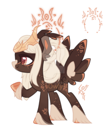 Size: 900x1040 | Tagged: safe, artist:vintage-owll, oc, oc only, oc:sun soul, original species, pegasus, pony, deviantart watermark, female, mare, obtrusive watermark, open species, rune pony, simple background, solo, tail feathers, transparent background, watermark