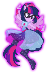 Size: 811x1200 | Tagged: safe, artist:sapphiregamgee, sci-twi, twilight sparkle, human, equestria girls, equestria girls specials, g4, my little pony equestria girls: better together, my little pony equestria girls: forgotten friendship, armpits, boots, clothes, female, glasses, gorget, jewelry, palindrome get, ponied up, regalia, shoes, simple background, skirt, sleeveless, solo, super ponied up, transparent background, wings