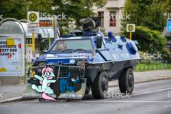 Size: 1024x682 | Tagged: safe, artist:rice, oc, oc:blue pone, oc:scoops, earth pony, pony, unicorn, fear, female, german, horn, mare, markings, meme, photo, vehicle