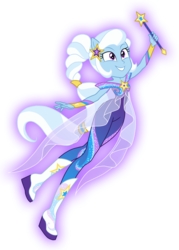 Size: 858x1200 | Tagged: safe, artist:sapphiregamgee, trixie, equestria girls, equestria girls specials, g4, my little pony equestria girls: better together, my little pony equestria girls: forgotten friendship, alternate hairstyle, boots, clothes, female, frills, ponied up, shoes, simple background, sleeveless, solo, super ponied up, transparent background, wand